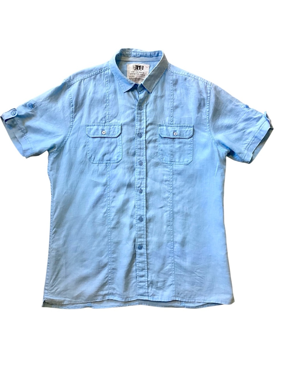 Simons 100% Linen Short-Sleeve Shirt L